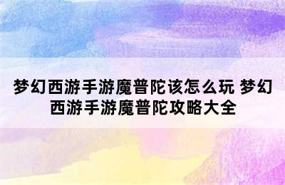 梦幻西游手游魔普陀该怎么玩 梦幻西游手游魔普陀攻略大全